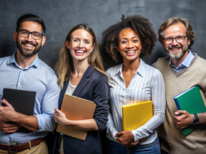 4-teachers-gathered-and-joyful-dark-background-spa